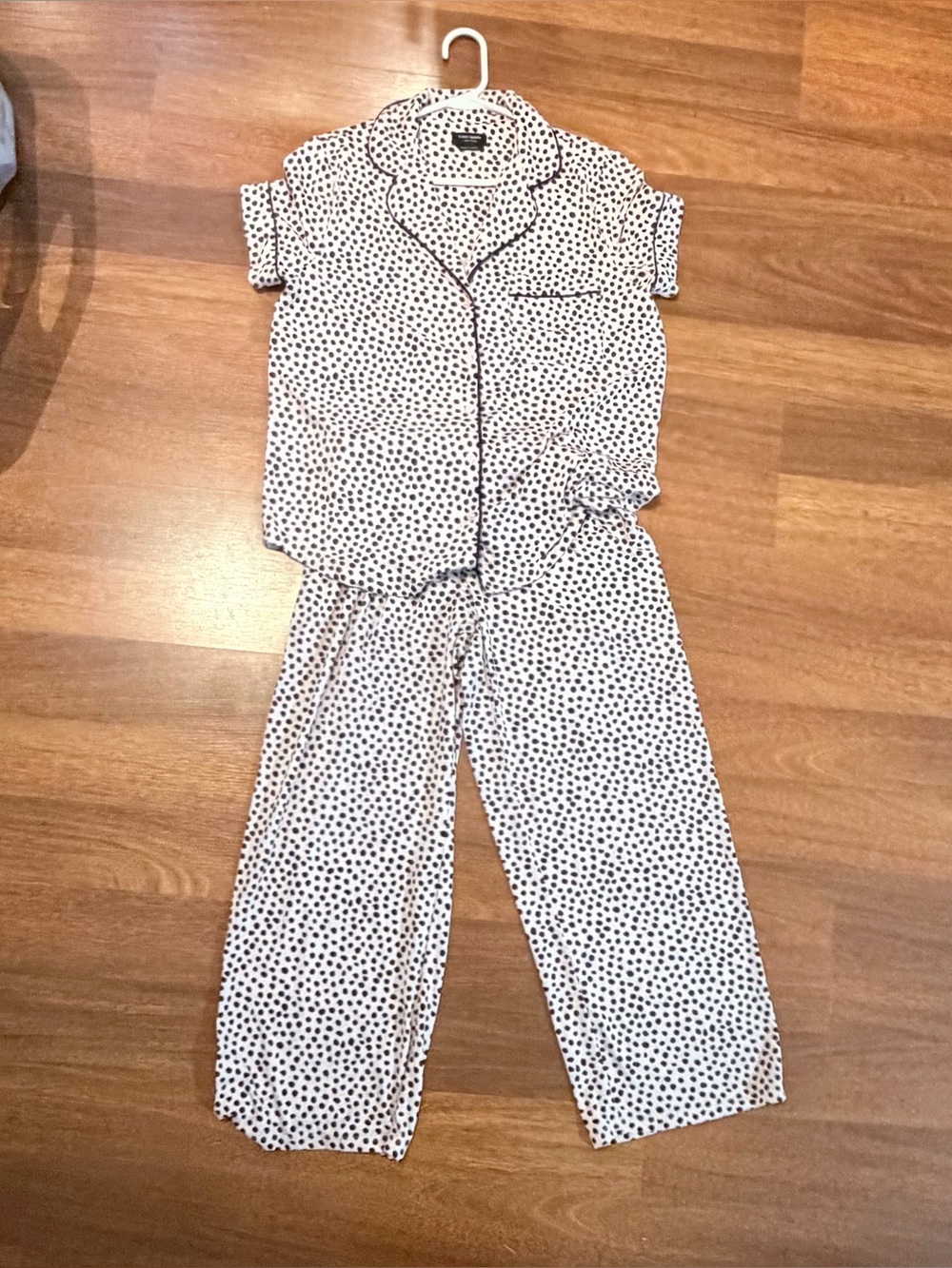 Kate Spade New York Dot Print Pajama Set Size S Button Front Black White